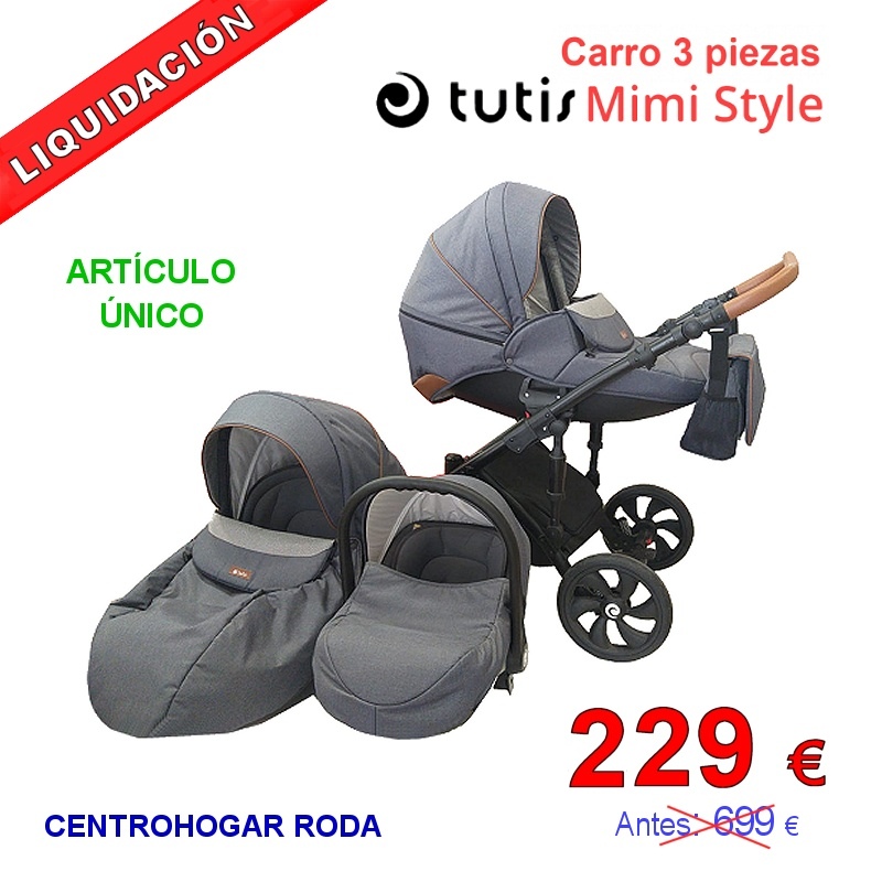 Carro de bebé 3 piezas TUTIS Mimi Style de color gris - Centro Hogar La Roda